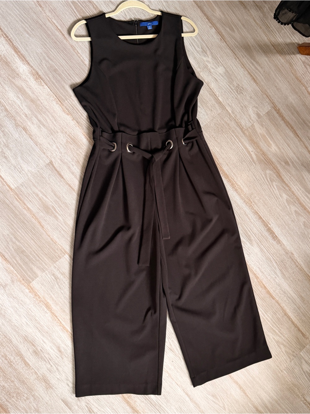 Apt. 9 Black Wide Leg Jumpsuit Tie Waist Size 14